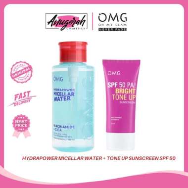 [PAKET] BUNDLE ISI 2 OMG OH MY GLOW HydraPower Micellar Water 300mL + Tone Up Sunscreen SPF 50 PA+++