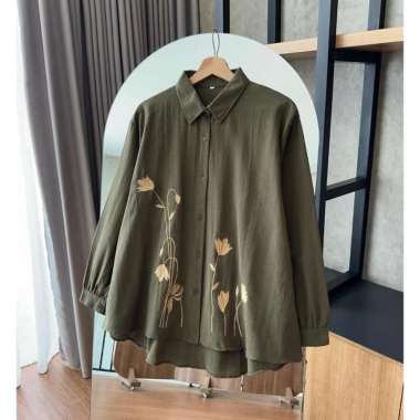 Atasan wanita Kimmy Blouse Atasan Bordir Wanita Terbaru Linen Premium KM army
