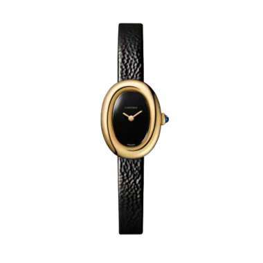 Cartier Baignoire Watch Mini Yellow Gold Black Varnished Leather WGBA0040