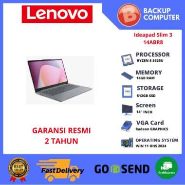 LAPTO LENOVO Ideapad Slim 3 14ABR8 82XL0090ID / 82XL008YID RYZEN 5 5625U 16GB RAM