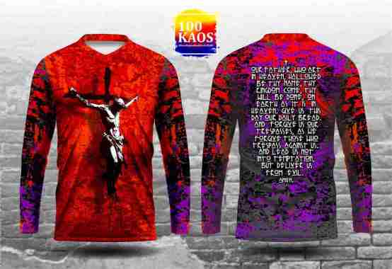 Jersey Dri Fit Jesus Rohani Kristen Katolik lengan panjang unisex XL