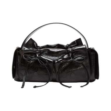 Acne Studios Multipocket Knot Shiny Leather Bag Black