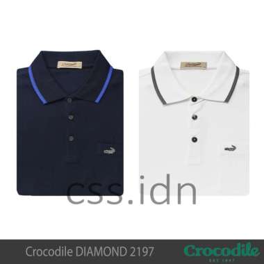 Kaos Kerah Pria Crocodile Diamond Polo Polos 2197 Putih L