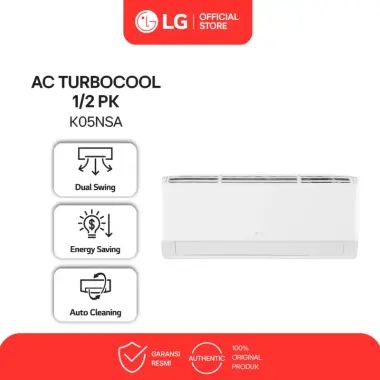 LG Air Conditioner - AC 1/2 PK New Terminator - Gold Fin - Auto Cleaning - Dual Swing - Energy Save - Model K05NSA