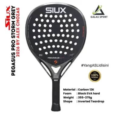 Siux Pegasus Pro 2026 Strom Grey Carbon 12K (inverted Teardrop) by Alex Chozas Racket/Raket Padel