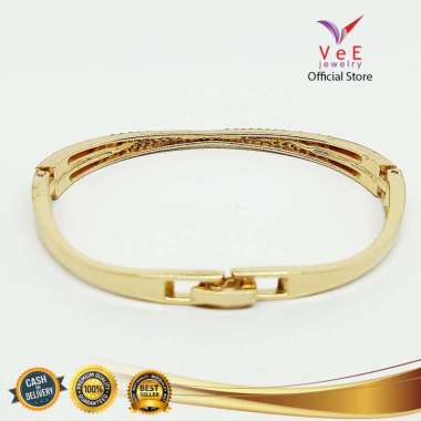 Gelang Wanita Lapis Emas 18K Kristal Swarovski 2 Batang - Vee Bracelet