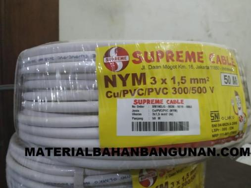 Kabel NYM Supreme 3 x 1.5 mm x 50 meter Tembaga Flexible Putih Depok