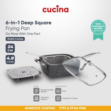 Cucina Panci Multifungsi Deep Fryer 6 in 1 Deep Frying Pan Marble ORIGINAL 100 % Multicolor