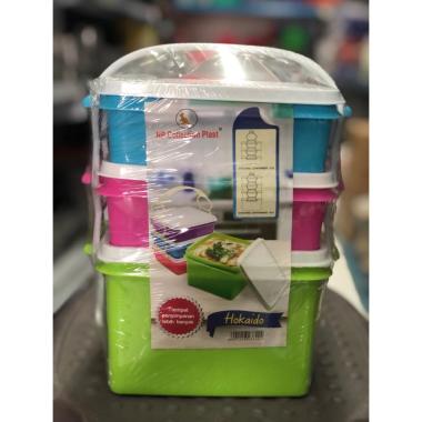 Hokaido Rantang Piknik Susun Kotak Wadah Makan Lunch Box Plastik Susun 3