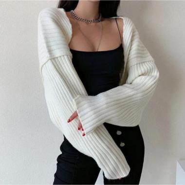 Liam Oversize Crop Cardigan / Balero / Outer Knit Premium / Crop Cardi Semua Ukuran Putih BW