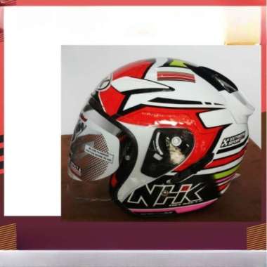 Helm Nhk R1 Motif Rainbow White Red Putih Merah Double Visor