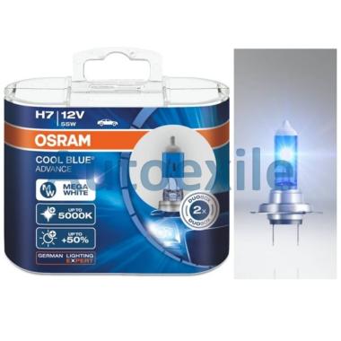 Osram Cool Blue Advance H7 55W 5000K Mega White CBA Lampu Cahaya Putih Kaca Biru Motor Mobil Audi BM