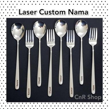 Sendok Korea Garpu Sumpit Custom Nama ROSEGOLD SENDOK