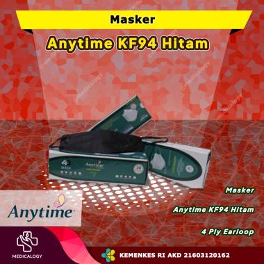 Masker KF94 Premium Anytime Warna Hitam Per Box isi 20 pcs