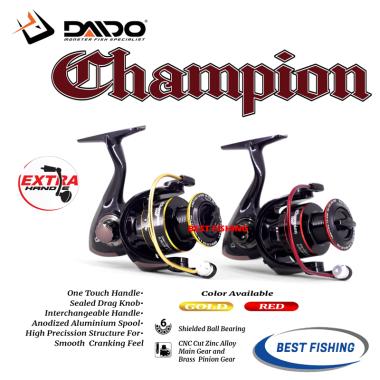 REEL DAIDO CHAMPION ALUMINIUM SPOOL 6 BEARING UKURAN 800 SAMPAI 6000 GRATIS HANDLE 1000,RED
