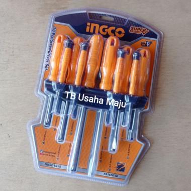 Obeng Gagang Fiber Set 10 Pcs Screwdriver Set INGCO HKSD1058