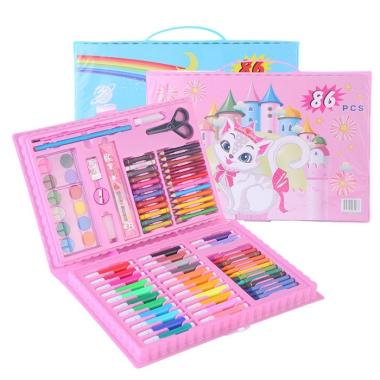 art set 86pcs - set alat lukis menggambar mewarnai pensil crayon