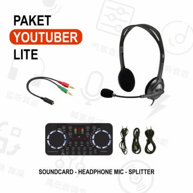 PAKET YOUTUBER LITE - SOUNDCARD V300 PRO FREE HEADPHONE
