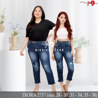 GOODNO.9 || Celana Jeans Wanita Cewek Ixora Jeans 2757 Sobek Ripped Cakar 7/9 Bigsize Jumbo Mom Jean