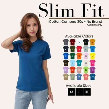 KAOS POLOS SLIMFIT WANITA COTTON COMBED 30S BAJU KAOS POLOS CEWEK SLIM FIT L