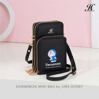 ZS Jims Honey Dan Doraemon - Mini Bag - Sling Bag - Tas Selempang Wanita - Hitam Hitam
