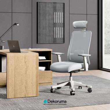 Dekoruma SAGA Kursi Kantor Manager Ergonomis / Kursi Kerja Mesh / Office Chair - Abu Muda
