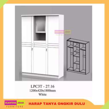 toppan lemari pakaian white attala, lemari 2 pintu, lemari 3 pintu new LEMARI 3 PINTU