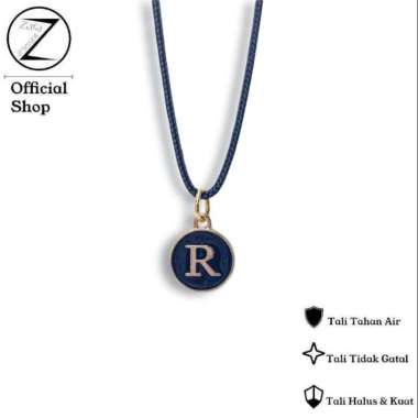 Zafa Kalung Tali Pria Wanita Liontin Huruf Simple - Circle Letter P