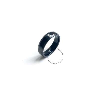 Zafa cincin stainless steel pria wanita full hitam polos anti karat / cincin couple - Basic Full Bla