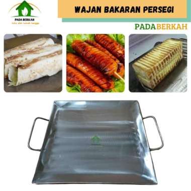 Wajan Panggangan Plat Persegi Roti Bakar Kebab Sosis Kuali Loyang Kuat Sedang