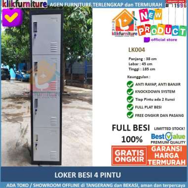 Loker Besi Karyawan Gym Fitness Lemari Locker 4 Pintu AKL 04 4 PINTU GREY