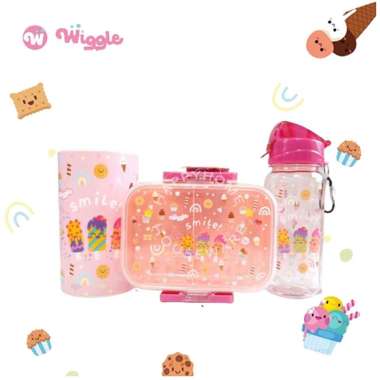 Wiggle New Design Pink Dessert Lunch Box 750ml | Kotak Bekal Anak SQ107-PG608+CP300