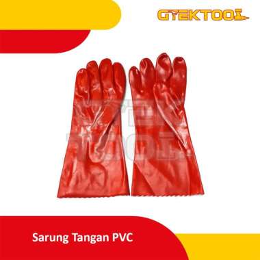 Sarung tangan PVC Merah Karet Rubber Hand Gloves Tahan Oli Panas Kimia