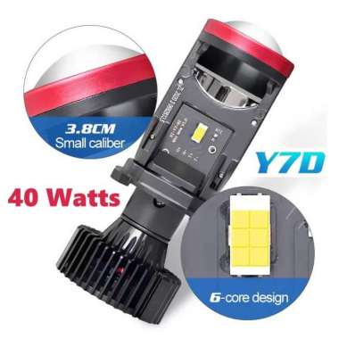 Lampu LED Y7D Projie H4 Mini Projector Lens Lensa Mobil Motor Headlight Headlamp RHD Y7D