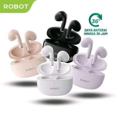 Robot Flybuds T10S Headset Bluetooth Earphone Wireless Semi In Ear TWS Earbuds Putih