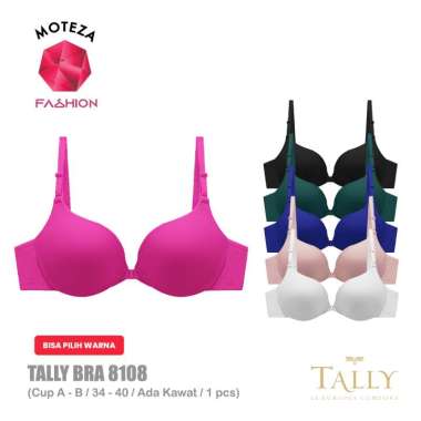 Tally 8108 Bra BH Wanita - Push Up Cup B | Berkawat Kait Bukaan Depan | Size 34 - 40 Putih 38
