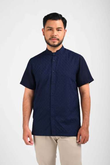 MANZONE Kemeja Koko Lengan Pendek Pria MEHR - NAVY NAVY S