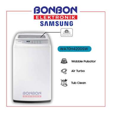 SAMSUNG Mesin Cuci 1 Tabung 7 Kg WA70H4200SW - Top Load WA70H4200SW