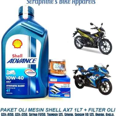 PAKET SHELL ADVANCE AX7 10W40 + FILTER OLI|GSX-R150 GSX-S150 SATRIA FU