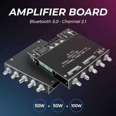 TKXEC Bluetooth 5.0 Amplifier Board 50Wx2+100W TPA3116D2 ZK-TB21 Amplifier Mixer Speaker Active Subwoofer Rakitan Kit Mobil Bass Modul Power Dat De IH Hitam