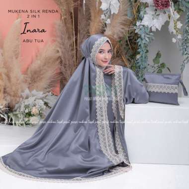 MUKENA DEWASA SILK RENDA 2 IN 1 INARA Semua Ukuran HITAM