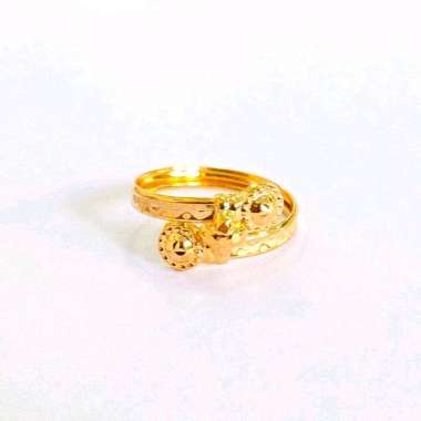 Cincin Wanita Model Tali Lingkar Silang Fancy Bulat Elegant Emas Asli