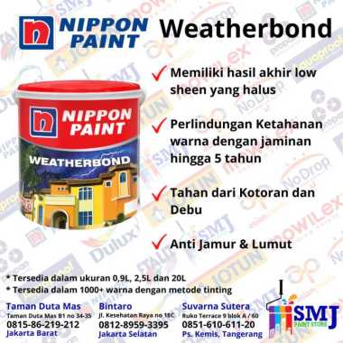 CAT TEMBOK EXTERIOR NIPPON PAINT WEATHERBOND KEMASAN 1 LTR Custom Sedang