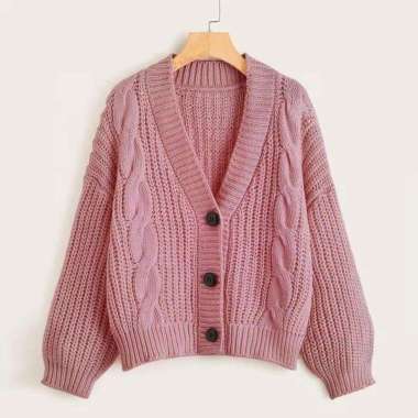 ZS CARDIGAN SEMI CROP OUTER RAJUT EIREEN CABLE EKSPORT OVERSIZE 7 GAUGE DR A474 parple cardi CABLE