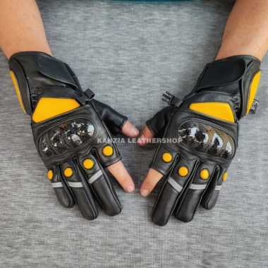 VERISH Sarung Tangan Motor Kulit Batok QQ Kuning