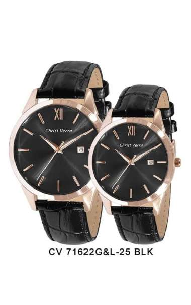 JAM TANGAN CHRIST VERRA CV 71622G/L-25 ROSEGOLD BLACK LEATHER ORIGINAL PRIA