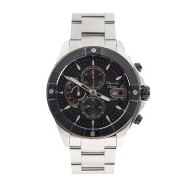 JAM TANGAN PRIA ALEXANDRE CHRISTIE AC 6631 / AC6631 RANTAI ORIGINAL SILVER BLACK