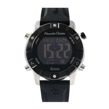 JAM TANGAN PRIA ALEXANDRE CHRISTIE AC 9373 / AC9373 RUBBER ORIGINAL SILVER BLACK