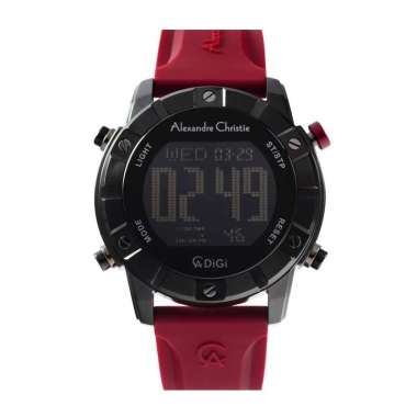 JAM TANGAN PRIA ALEXANDRE CHRISTIE AC 9373 / AC9373 RUBBER ORIGINAL BLACK RED