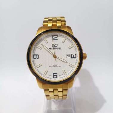 JAM TANGAN PRIA MIRAGE 8531 GOLD WHITE ORIGINAL